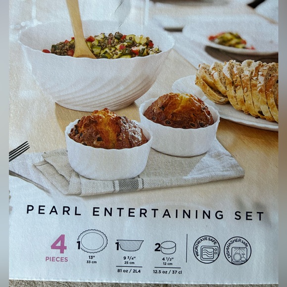 NIB Luminarc 4 Piece Pearl Entertaining Set in White - Picture 3 of 5